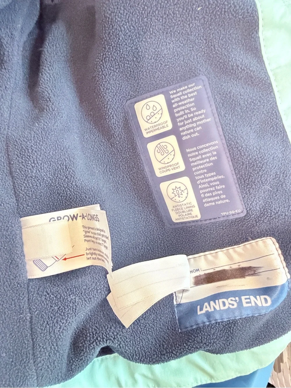 LANDS’ END Girls Size 3T Coat Squall Blue Parka Double Closure w/ Hood
